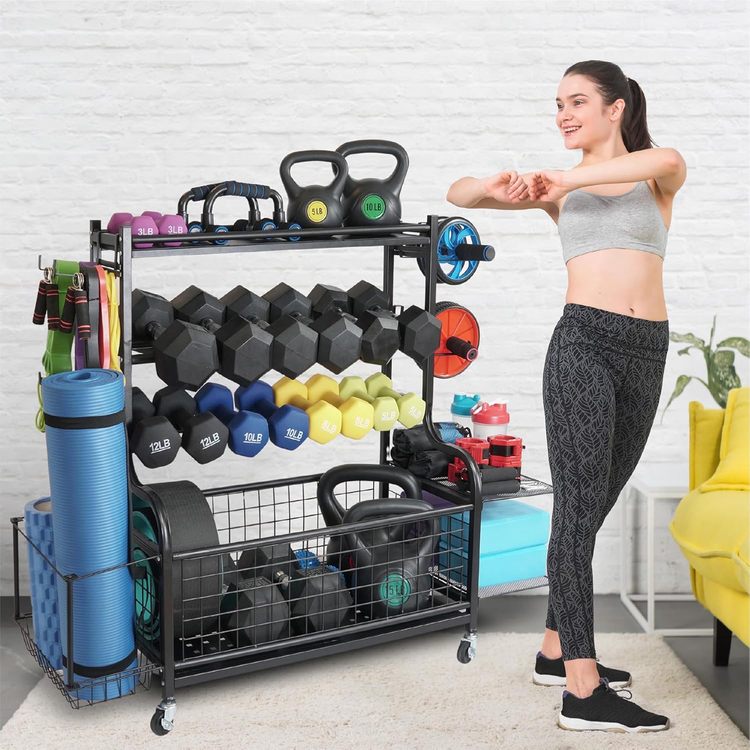 Revolutionize Your Home Gym with the Heavy-Duty Adjustable Dumbbell Rack – Reinforced Steel Shelf, Multiple Storage Solutions, and Maximum Weight Capacity!